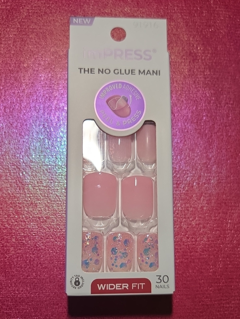 imPRESS Pink Press-On Nails with Glitter Accent - Wider Fit